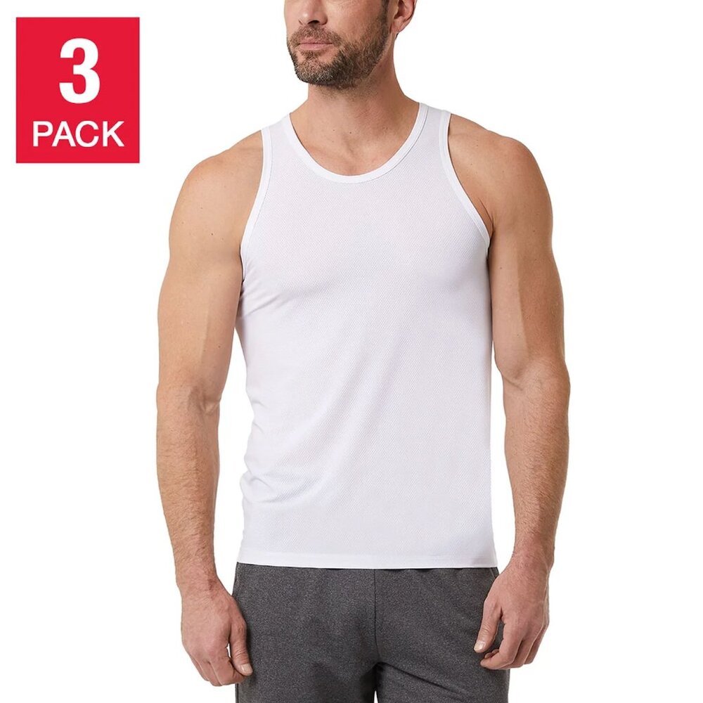 NWT 32 Degrees Cool Men's Comfort Mesh Tank - Medium - White - 3 Pack